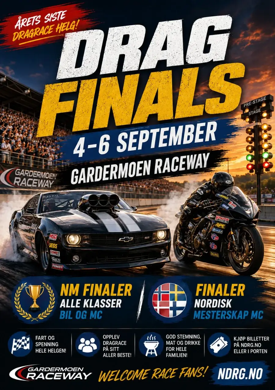 arets siste dragrace helg drag finals 4 6 september gardermoen raceway